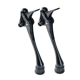 HOME&I Kickdown Door Stopper, 6-Inch Commercial Heavy Duty Door Stop Holder Kick Door Kickstand Height-Adjustable Rubber Foot (Black, 6 Inch x 2 Pack)