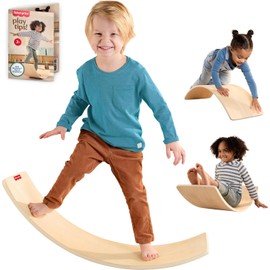 Fisher-Price Wood Montessori Toy Rockin' Balance Board, Sello de Excelencia de la Sociedad Montessori Americana, Tabla de Equilibrio de Madera de 31.7 Pulgadas, Actividad de Aprendizaje de Habilidades