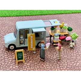 Geocore 64 1/64# Car Snap 17a Florist, ABS, PVC, Doll, Accessories (Painted and Partially Assembled) + Diecast Mini Car Set