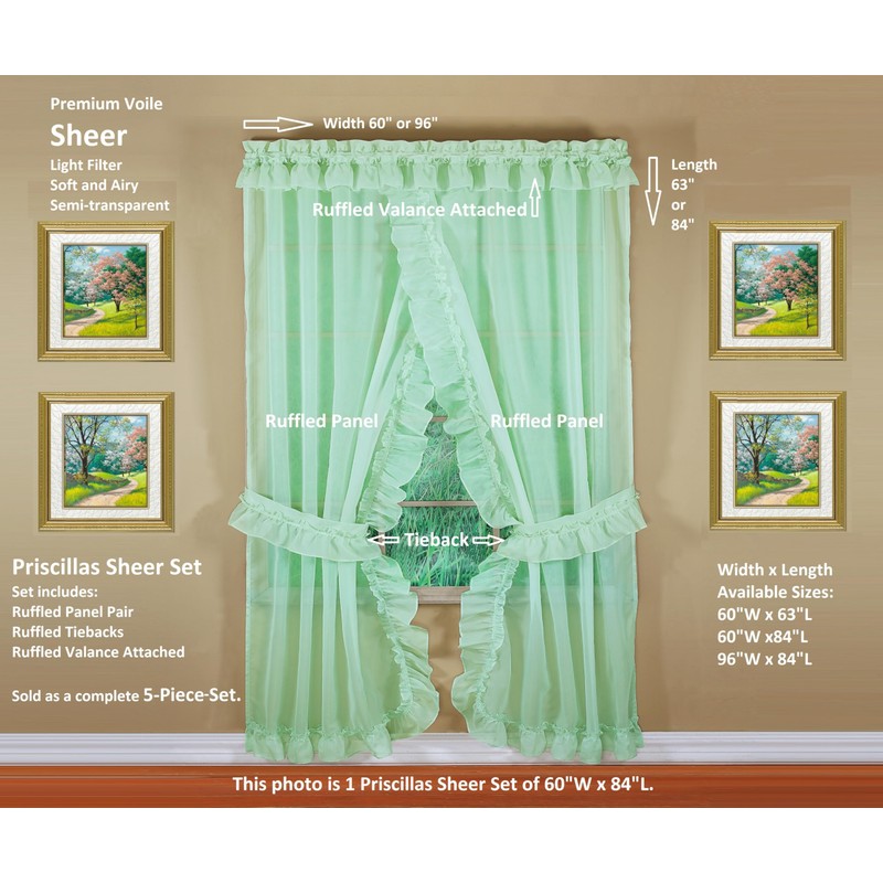 Today's Curtain, Emelia Priscilla Sheer Pair 60" W x 63"