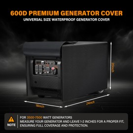 YAFFEY Generator Cover 24”L x 18”W x 20”H, Fits Most 3000-5000W Generators, Heavy-Duty Waterproof Oxford Fabric, Windproof with Zipper Closure for Outdoor Protection