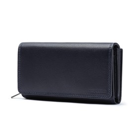 Frentree® Women's Genuine Nappa Leather Wallet Large Leather Wallet with RFID Protection, Soft Genuine Leather Wallet, Many Compartments, navy, Premium