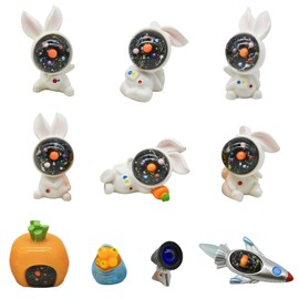 10 pcs Astronaut Object Astronaut Figurine Mini Rabbit Astronaut Rogat Small Statue Figurine Resin Space Garden Decoration Decorative Sculpture Statue Figurine Ornament Miniature Ornaments Funny