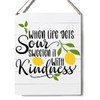 Xiolcxdr Kitchen Lemon Sign Farmhouse When Life Gets Sour Wooden