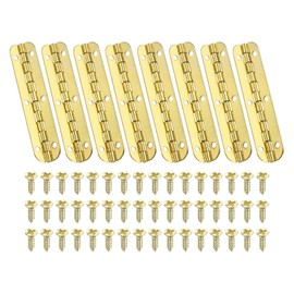 PATIKIL Small Piano Hinge 2.6" x 0.6", 8 Pack Mini 90-Degree Jewelry Box Hinges with Screw for Jewellery Wooden Boxes, Gold