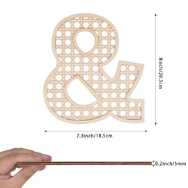 Wooden Rattan Letters 8 inch Wood Letters & for Wall Decor Crafts Boho Nursery Decor for Baby Shower Wedding Bedroom Name Signs Large Rustic Letter Home Decoration