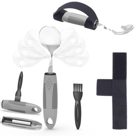 PKPKAUT Bendable/Weighted Spoon for Hand Tremors - Adaptive Handicap Utensil for Parkinsons Patients, Curved for Shaking Hands, Liftware Angled Arthritis Aid for Adults, Disabled, Elderly