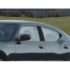 Rvinyl Pillar Post Pre Cut Window Trim Kits in Carbon Fiber 4D Black Compatible with Dodge Charger 2006-2010 - Adhesive Backs