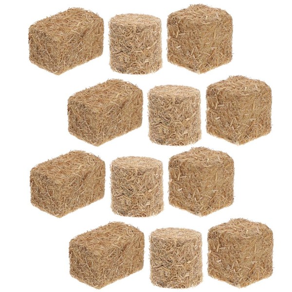 DEARMAMY 12 Pieces Miniature Hay Bale Decoration Piece with Stackable