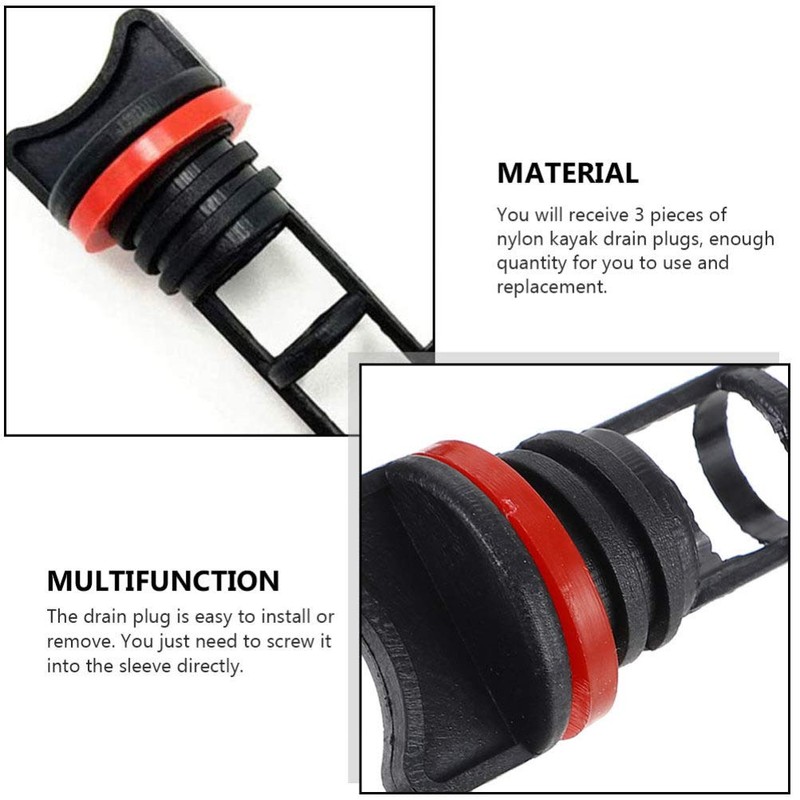 3pcs Kayak Scupper Plugs Boat Drain Plugs Kit Thread Bung