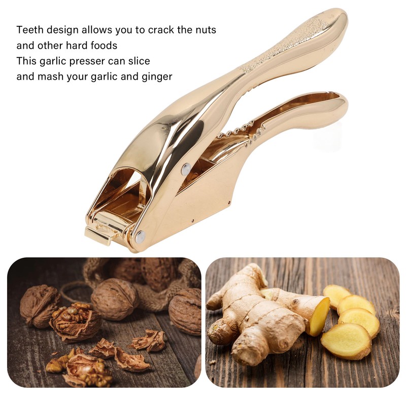 Garlic Press Gold Color Aluminium Alloy Dolphin Style Teeth Design