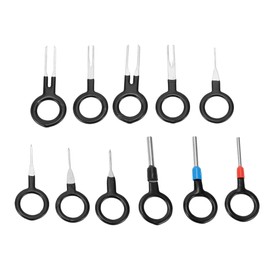 Partuto 11 Pcs Key Shape Universal Terminal Removal Tool Assortment Kit Car Truck Motorcycle Boat Wire Connector Terminal Pin Extractor Kit Black