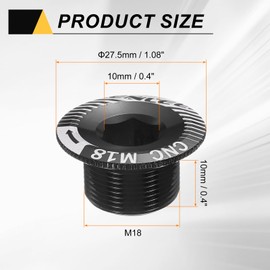 HARFINGTON 2pcs Crank Cover Screw M18 Aluminum Alloy Bicycle Crank Fixing Bolt Bike Crankset Arm Bolt Chainwheel Screws for Mountain Bike, Black