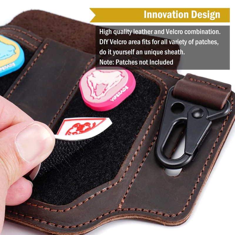 VIPERADE Leather Sheath for Belt, EDC Multitool Sheath, Leather Knife