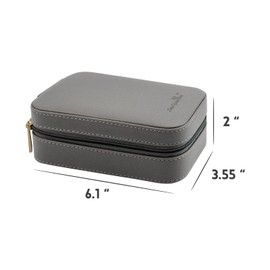 BONNY DODO Small Travel Jewelry Organizers Box for women with PU Leather Portable Mini Jewelry Case with compartments for Necklace Rings Earrings,Luxury Giftable boxes. (Gray, M)