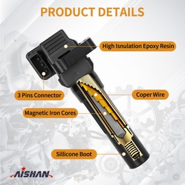 AISHAN Set of 4 Ignition Coil Pack and Iridium Spark Plugs Compatible with Subaru Forester 2011-2013, Impreza 2011-2014, Legacy 2010-2012, WRX 2013 2014, WRX STI 2014 2016-2018 Turbo H4 2.5L UF665