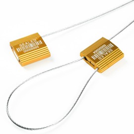 LeadSeals 50 Yellow High Security Cable Seals with Barcode Pull Tight Numbered Steel Security Seals Metal Container Seals Anti-Tamper Shipping Self-Locking Tags for Logisitics ISO 17712 Certificated