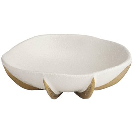 Dahlia Studios Adelaide 7" White and Gold Ceramic Round Fruit Bowl