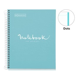 MIQUELRIUS – Notebook A5, Dots Notebook – 1 Coloured Strip, 80 Sheets Lined with Dots, 90 g Micro-Perforated Paper with 2 Rings, Cardboard Cover, Blue