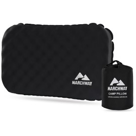 MARCHWAY Inflatable Camping Pillow with Foam Top - Lightweight Compact, Dual-Sided All-Season for Camping, Hiking, Backpacking, Car Travel (Black)