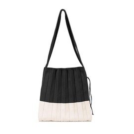 NOIAFZY 1Pcs Large Capacity Colorblock Tote Bag Spacious Stylish and Durable Black White Shoulder Bag Travel Daily Commute Shopping Accessories