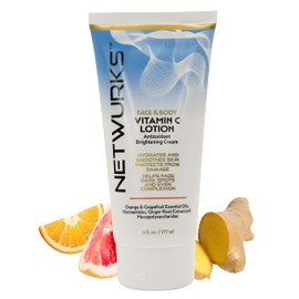 NetWurks Vitamin C Lotion, Antioxident Cream for Face & Body, Smoothes & Hydrates Skin, Helps Reduce Blemishes, Fine Lines, & Wrinkles, 6 Fl Oz