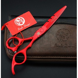 Purple Dragon Professional Japan 440C Hair Salon Cutting Shear and Barber Thinning Scissor Hairdressing Shear Set with Bag