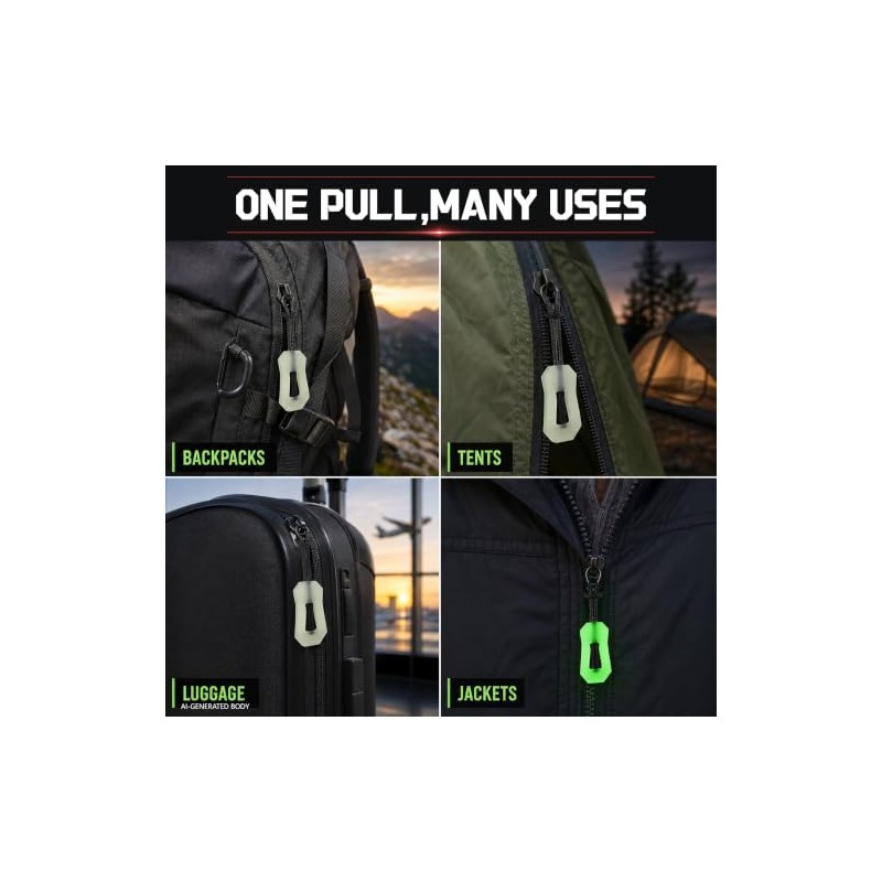 Mecool 20Pcs Glow‑in‑the‑Dark Zipper Pulls Luminous Zipper Puller Head