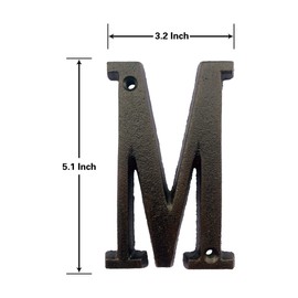 TripDock 5.1 Inch House Number, Metal Address Number For Door, Street, Mailbox, Home, Easy to Install, Black Brown (Letter M)