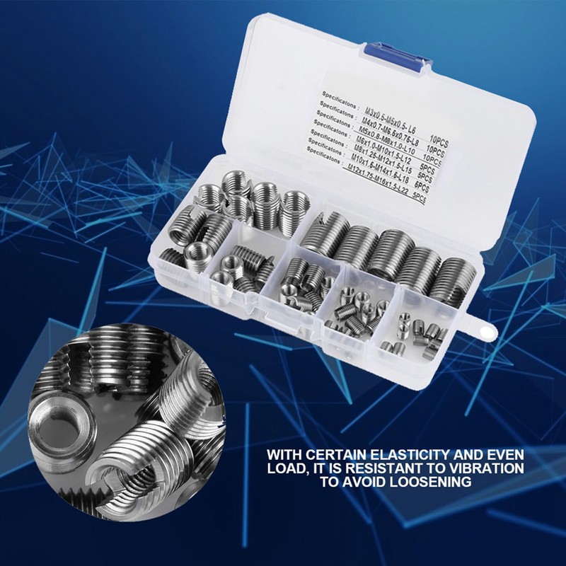 Pack of 50 Thread Insert M3 to M12, Stainless Steel