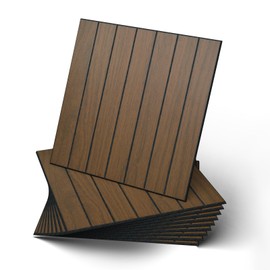 WADILE Peel and Stick Wood Slat Wall Panels 12"x12" (30×30cm) Decorative PVC Wall Panels Soundproof Self-Adhesive Panels for Living Room Bedroom Accent Wall – 10 Pack Light Brown