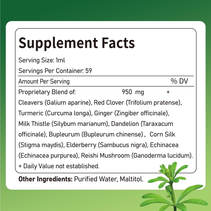 Cleavers Liquid Drops, with Red Clover, Corn Silk and Bupleurum,