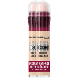 Maybelline New York Concealer Pen Twin Pack, Instant Anti-Age Effect Concealer, Eraser with Micro Eraser Applicator, No. 01 Light, 2 x 6.8 ml