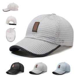 Summer Mesh Baseball Caps for Men Women, Adjustable Ball Cap, Breathable Gym Hat, Mesh Back Hat for Fishing Golfing Hiking Running and Various Other Outdoor Activities Beige