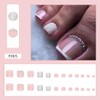 Cubahop 24 Pieces French Square Fake Toenails Nude Rhinestone False