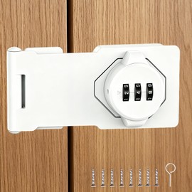3-Digit Combination Cabinet Locks for Double Sliding Bifold Doors White