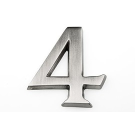 Huber House Number 4 Anodised Aluminium 10 cm Elegant 3D Design