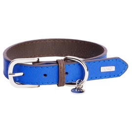 DO & G Leather Collection Dog Collar, Medium, Navy