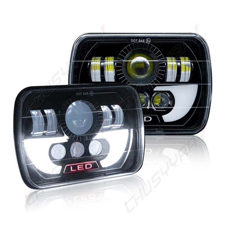 CHUSYYRAY 2PC 5x7" 7x6" LED Headlights Hi-Lo DRL For Toyota