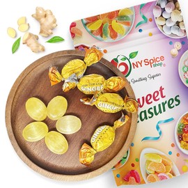 NY SPICE SHOP Ginger Candy - Ginger Hard Candy - Ginger Candies - Ginger Candy Hard - Hard Ginger Candy - Natural Ginger Candy - Ginger Cuts Candy - 8 Ounce
