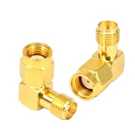 BOOBRIE RPSMA Connector (Reverse Polarity SMA) L-Shaped RF Coaxial Converter RPSMA-P⇔RPSMA-J Right Angle Connection Connector for WiFi and Wireless LAN Antennas, Radio Video Mobile Compatible, 2 Pieces