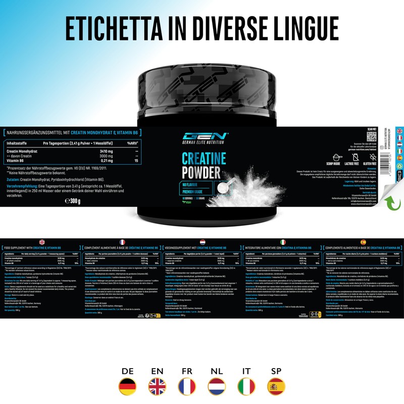 Creatina in polvere - 300 g - Creatina monoidrato in