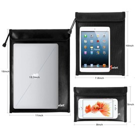 FunOwlet Fireproof Waterproof Document Bag, Fire and Water Resistant Safe Zipper Storage Organizer Pouch for A4/A5 Documents Holder, File, Cash, Jewelry, Passport, Tablet, Laptop, 3 Pack (Black)