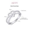 AFFY Infinity Heart Promise Ring Round White Cubic Zirconia Split