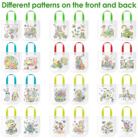 BATINO Pack of 12 Fabric Bags for Painting, Fabric Bags for Painting, Bags for Painting with 12 Pieces, Stackable Wax Crayons, DIY Graffiti Non-Woven Bags for Gift Bags, Birthday Party Favours, White