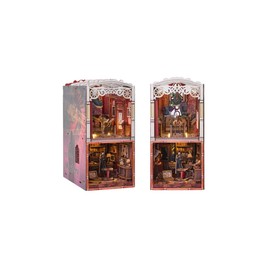 Yeuslor DIY Book Nook Kit Puzzle 3D Model,Glass Dome Design Minature House Kit Built in Rotating Hidden Door and Touch Switch, Detective Agency Bookshelf Decor Dollhouse for Adults