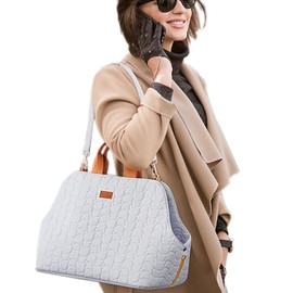 Patazone Small Dog Bag Woman Totes Style,Dual USE,Car Safety Seat for Pets,Puppy Kennel Purse,Soft Cat Carrier,Soft Cushion,Trained Gentle Pets Tote Outdoor (Grey)