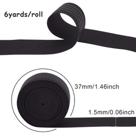 Benecreat 22.6 ft (5.48 m) Width 1.5 inches (37 mm), Flat Rubber, Anti-slip, Black, Elastic Band, For Handicrafts, Sewing Materials, Replacement Band, For Sewing