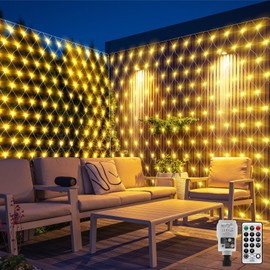 CORST Lichternetz 6x2M Mesh Lichterkette Außen Innen mit Stecker,Außen Garten Lichterkette für Büsche Baum Lichter netz Wasserdicht mit Fernbedienung Timer(Warmweiss)