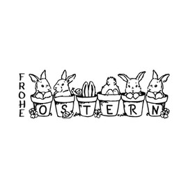 Newstamps Easter Bunny Garden Motif Stamp Made of Wood & Rubber for Cards and Gifts, Wooden Stamp for Easter, Easter Card, Greeting Card, Scrapbook, Textile Stamp, Decoration, Children